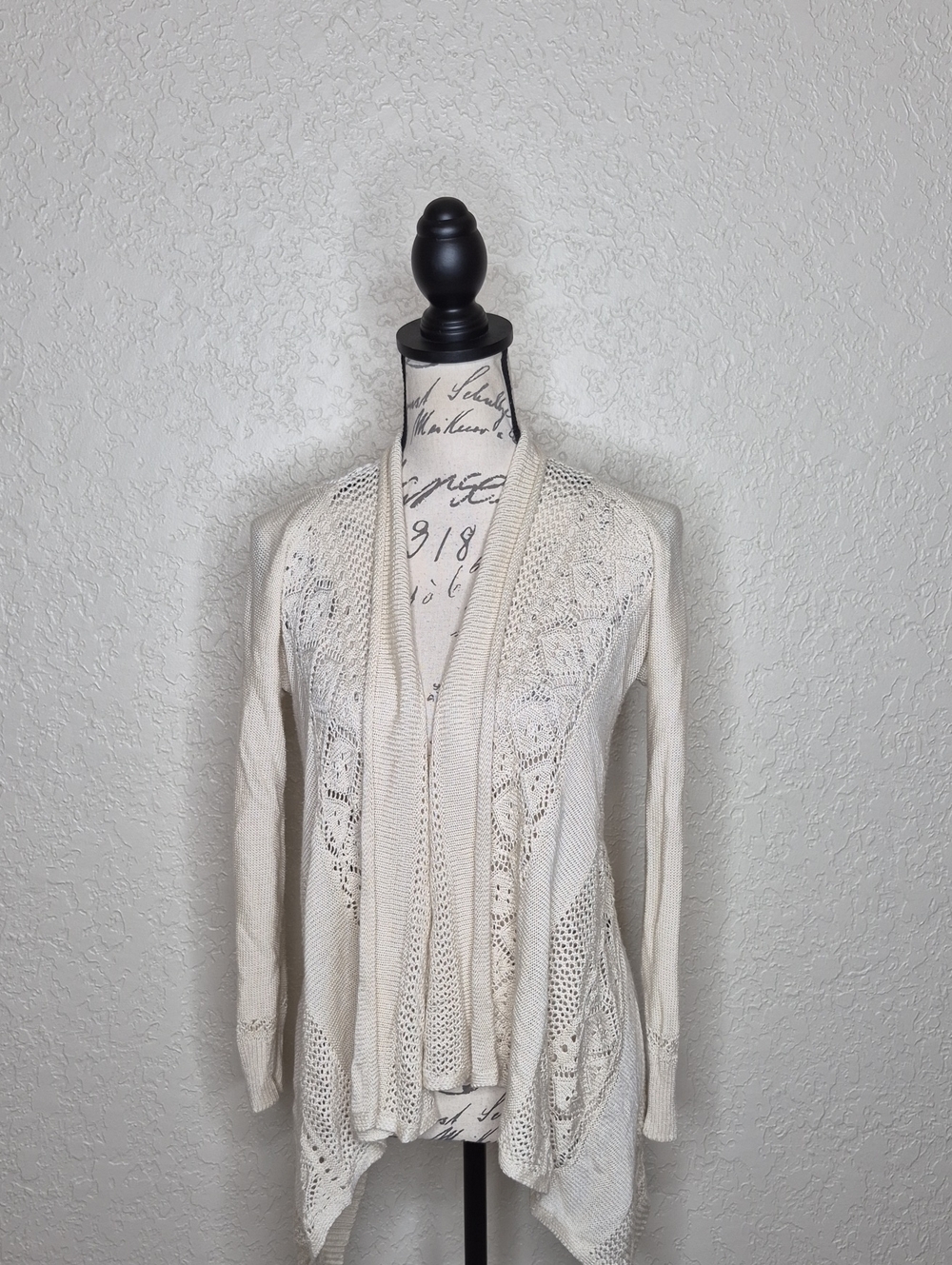 Knox Rose Open Front Cream Cardigan Size S